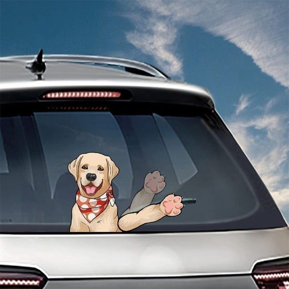 Dog Waving Arm Decal Birthday Gift Present Labrador Holiday Rare Child Doggie